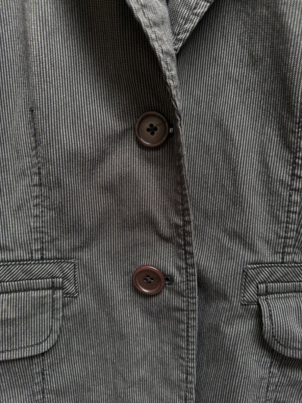City UNLTD Pinstripe Blazer Charcoal Gray Button Structured Size 10 - Picture 7 of 12
